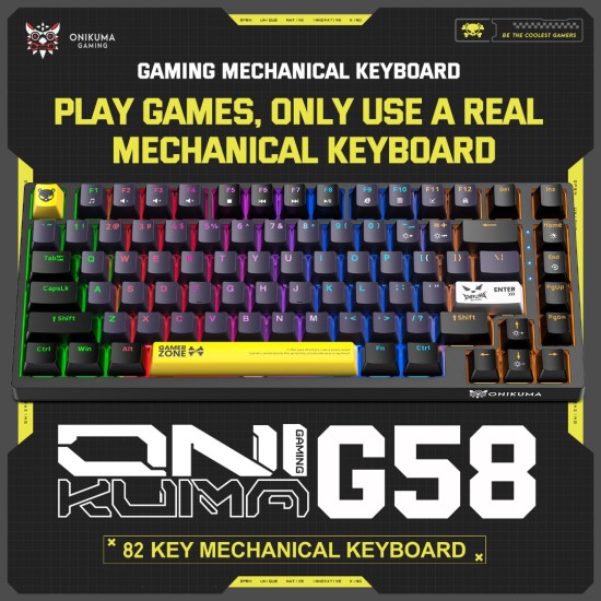 ONIKUMA G58 Hot-Swappable 82-Key RGB Wired Mechanical Gaming Keyboard