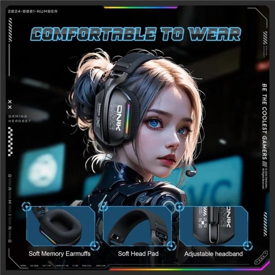 ONIKUMA GT808 Tri-Mode Headphones 2.4GHz Ultra-Low Latency Wireless Gaming Headset
