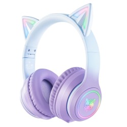 Onikuma B90 RGB Cat Ear Bluetooth 5.0 Wireless Gaming Headset- Purple