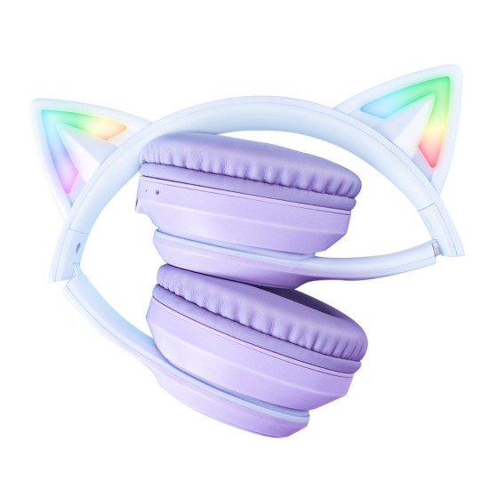 Onikuma B90 RGB Cat Ear Bluetooth 5.0 Wireless Gaming Headset- Purple