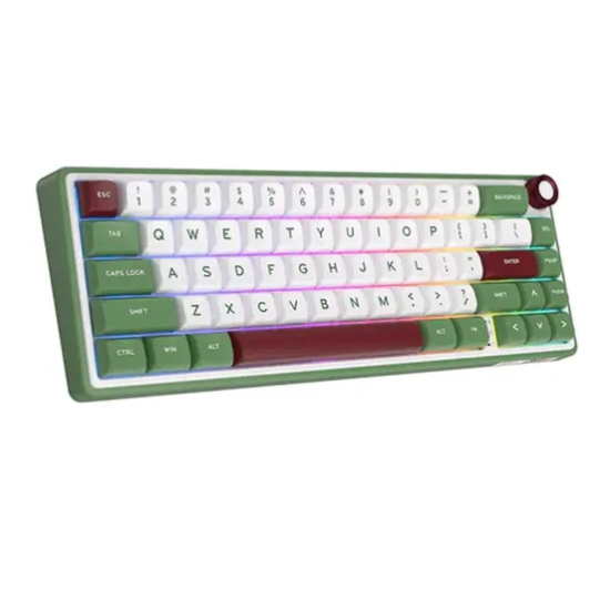 Royal Kludge RK R65 Brown Switch RGB Hot Swappable Mechanical Keyboard- GREENSAND 