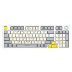 T-Wolf T50 Hotswappble Wired RGB Mechanical Gaming Keyboard - White Grey