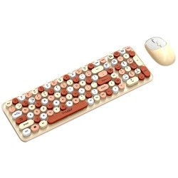 T-Wolf TF350 Wireless Keyboard Mouse Combo- Milk Tea